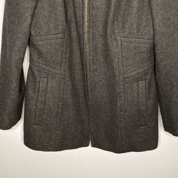 Anne Klein Wool Blend Charcoal Hooded Jacket Size Small - Picture 6 of 8